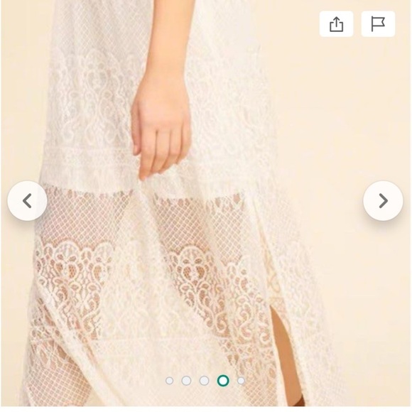 Hollister Ivory Crochet Lace Strappy Halter Maxi Dress Long Slit SZ XS - Picture 7 of 15